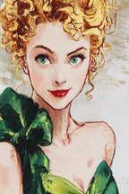 ArtDeco Frau Mit Lockigem Blonden Haar Und Grünen Augen In Grünem Kleid | Art Deco | Stilrichtungen