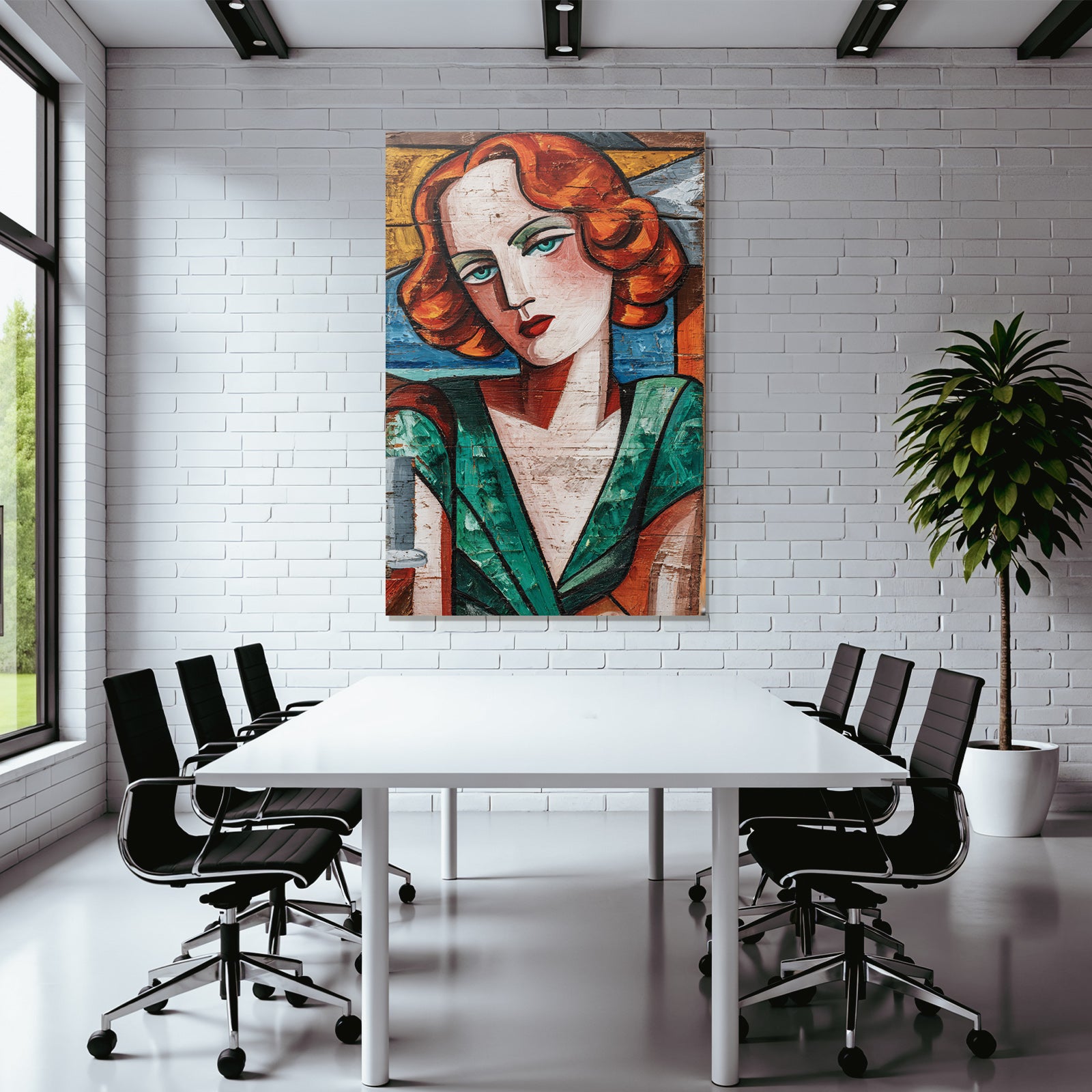 ArtDeco Fraüngesicht In Vibranten Farben