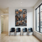 ArtDeco Fuchs Vor Geometrischem Muster Mit Baeumen