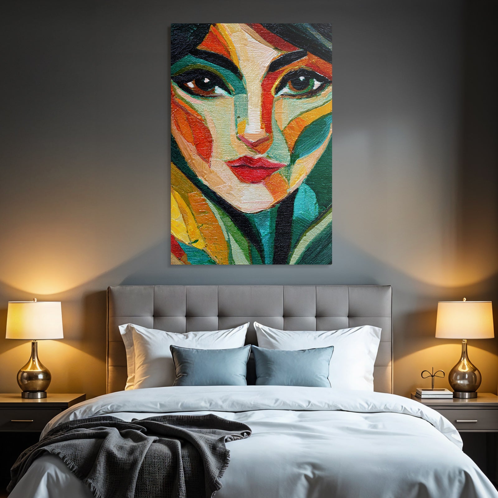 ArtDeco Impressionistisches Fraünporträt In Leuchtenden Farben