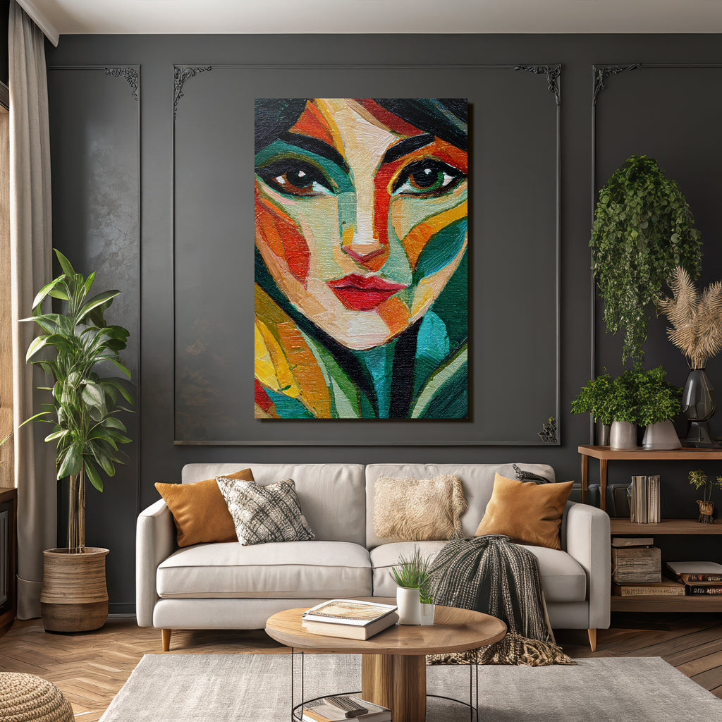 ArtDeco Impressionistisches Fraünporträt In Leuchtenden Farben