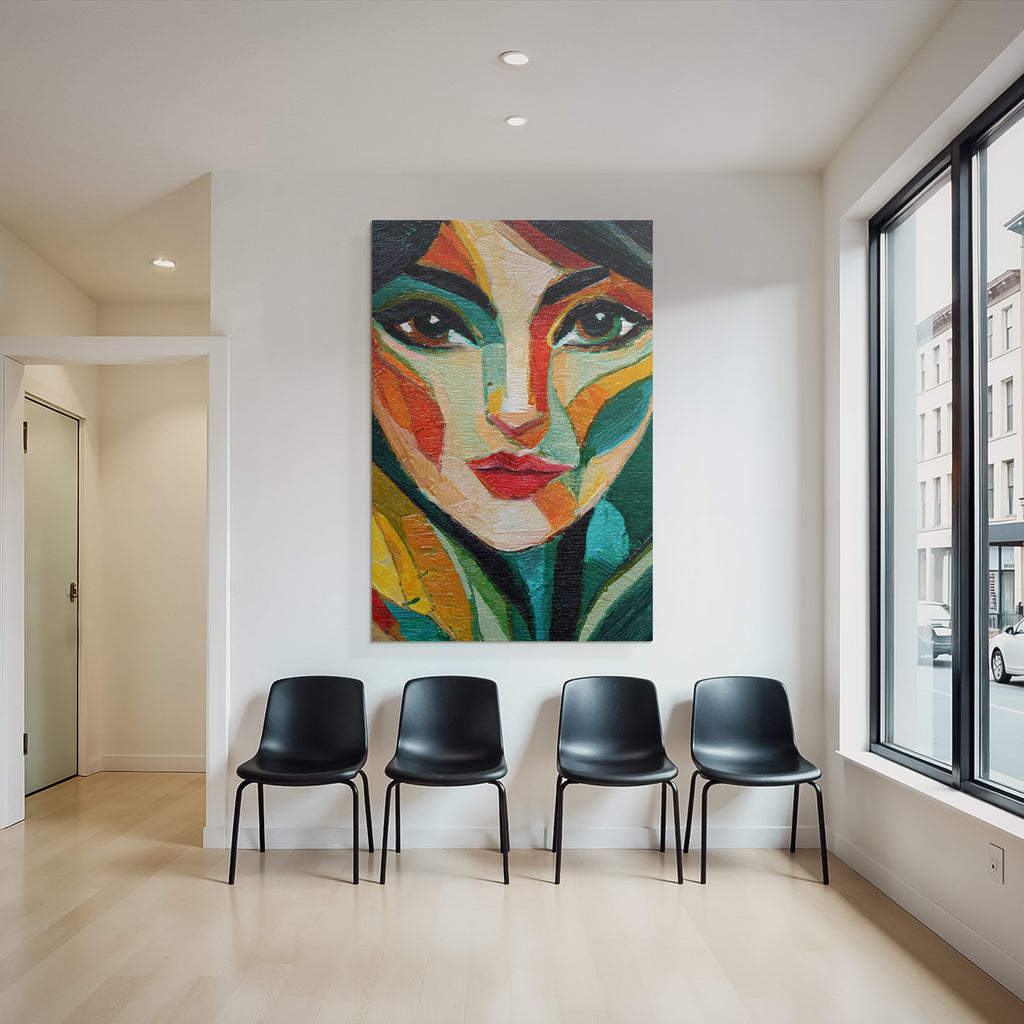 ArtDeco Impressionistisches Fraünporträt In Leuchtenden Farben