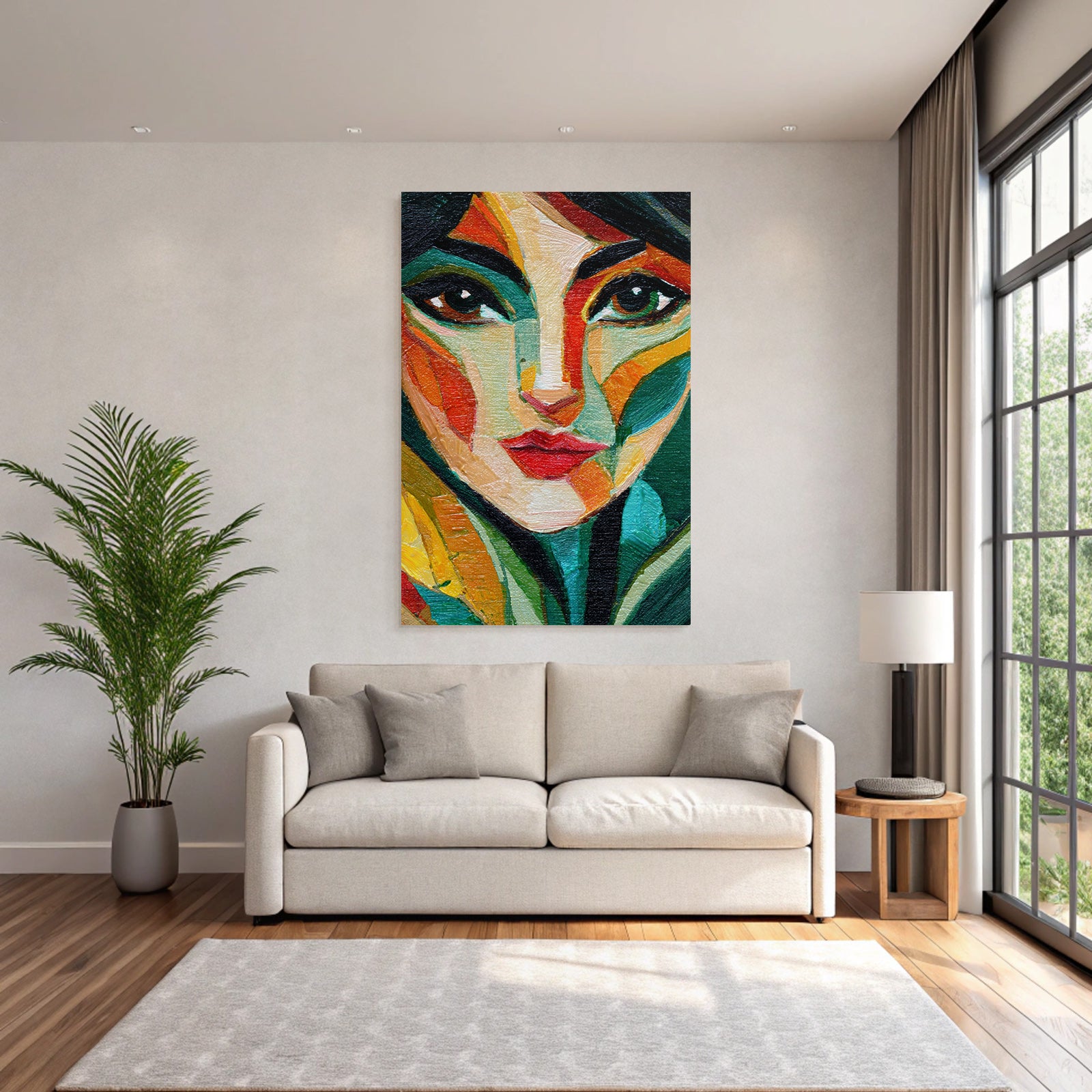ArtDeco Impressionistisches Fraünporträt In Leuchtenden Farben
