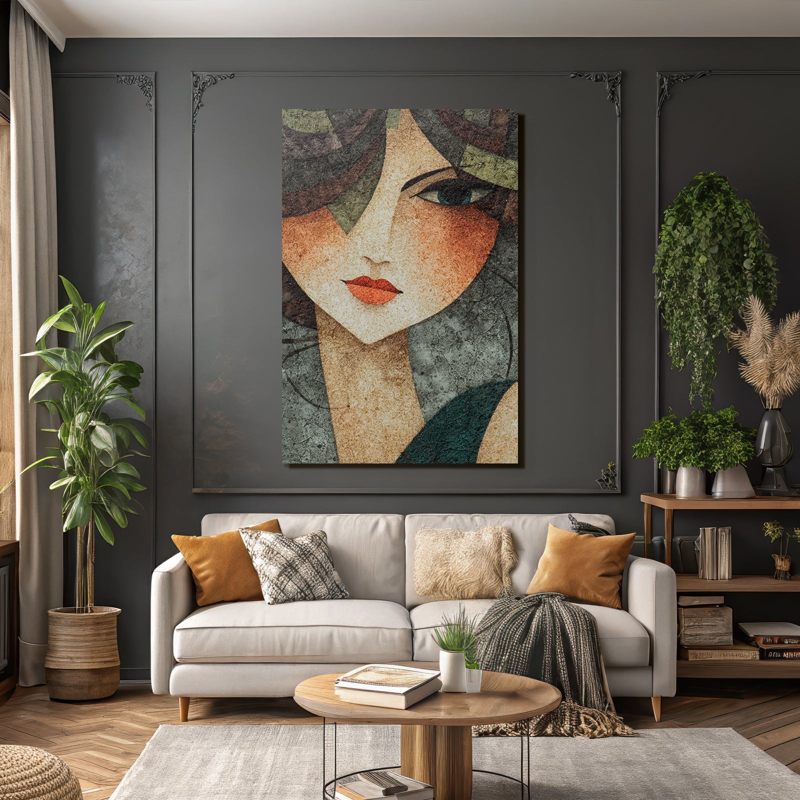 ArtDeco Kunstvolle Frau Im Modernen Vintage Stil