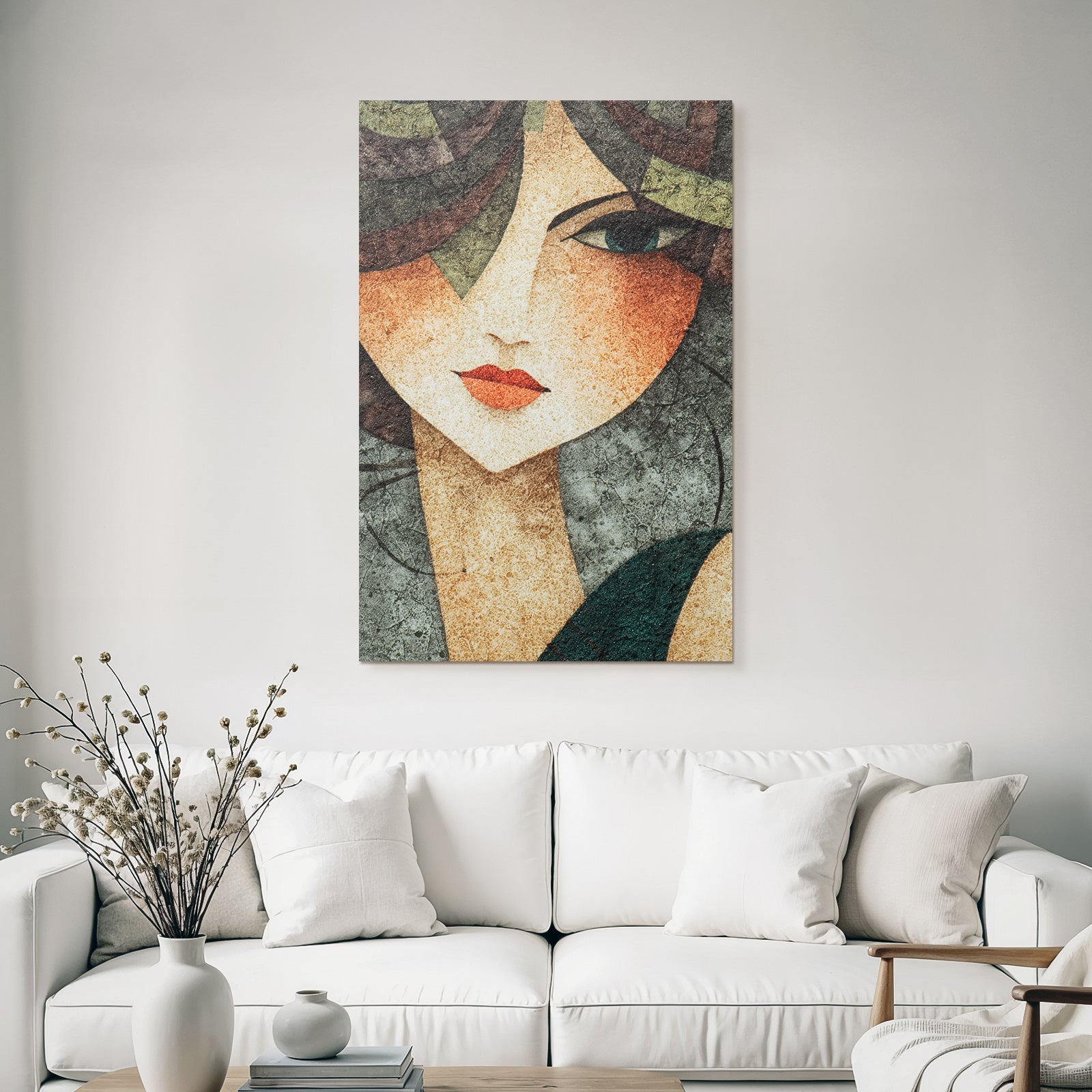 ArtDeco Kunstvolle Frau Im Modernen Vintage Stil