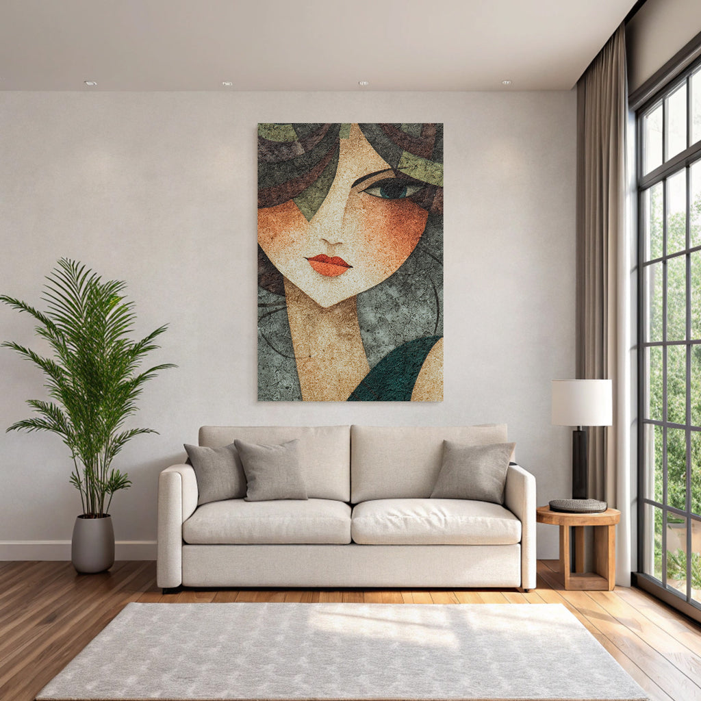 ArtDeco Kunstvolle Frau Im Modernen Vintage Stil