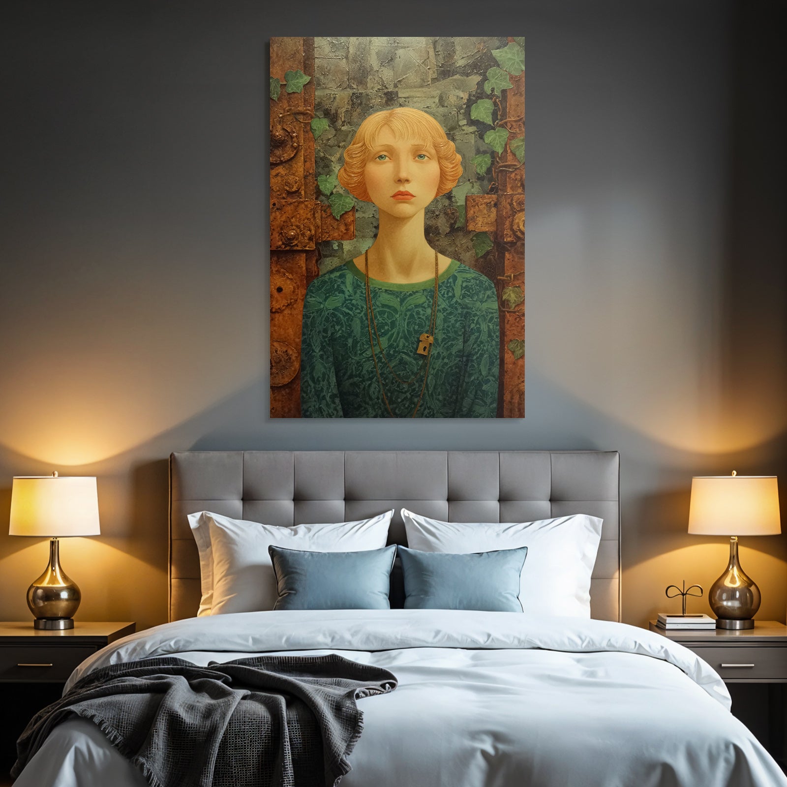 ArtDeco Nachdenkliche Junge Frau Zwischen Natur Und Industrie
