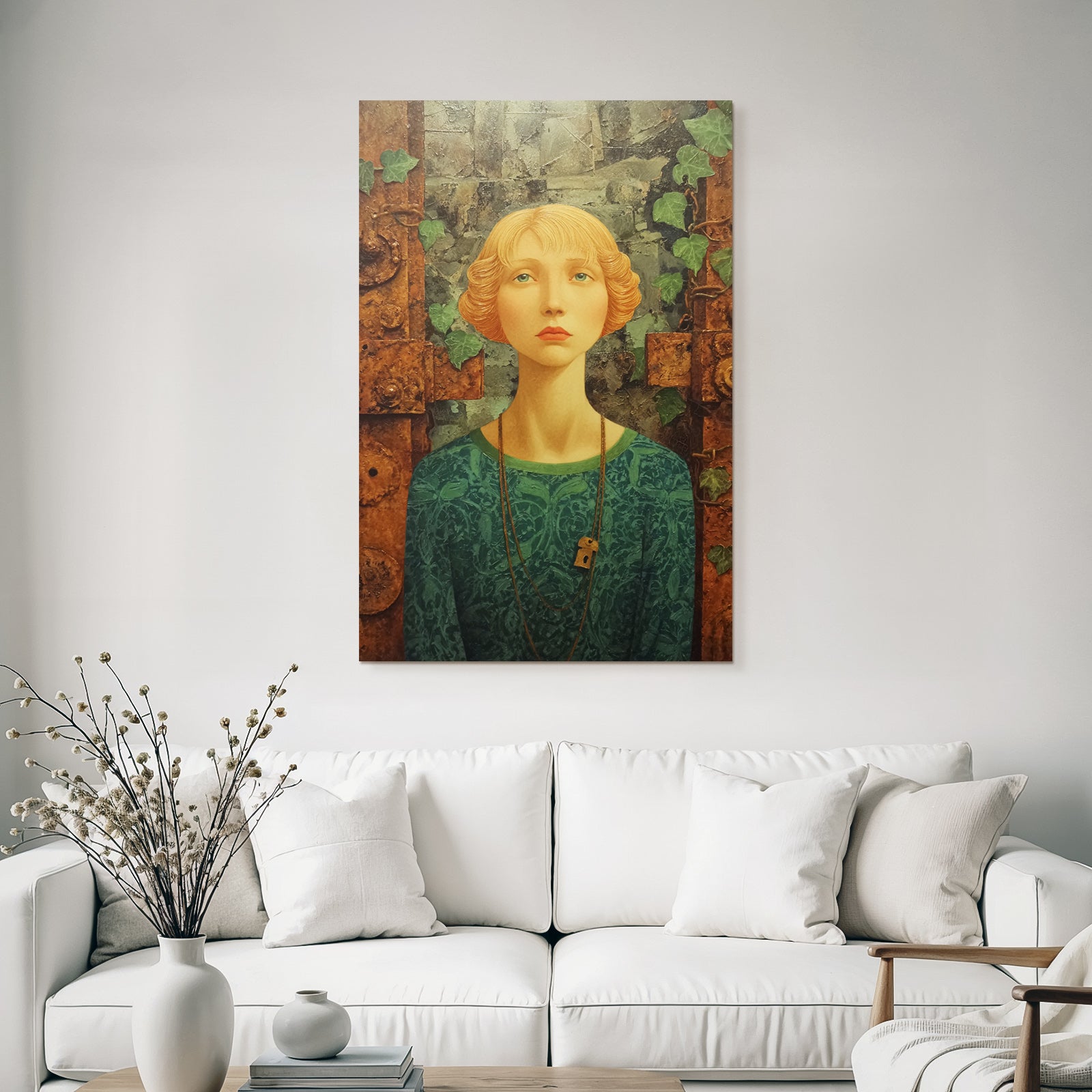 ArtDeco Nachdenkliche Junge Frau Zwischen Natur Und Industrie