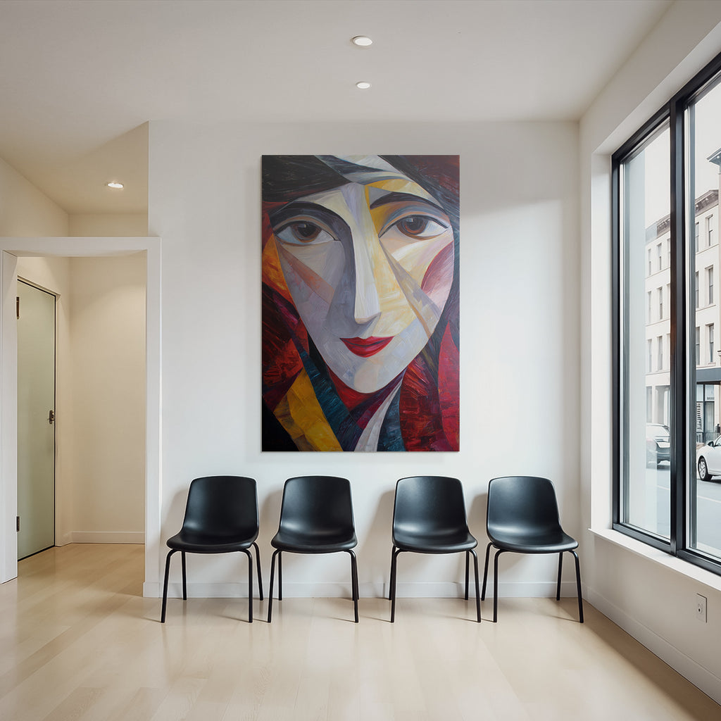 ArtDeco Stilisierte Abstrakte Fraünporträt Mit Geometrischen Formen