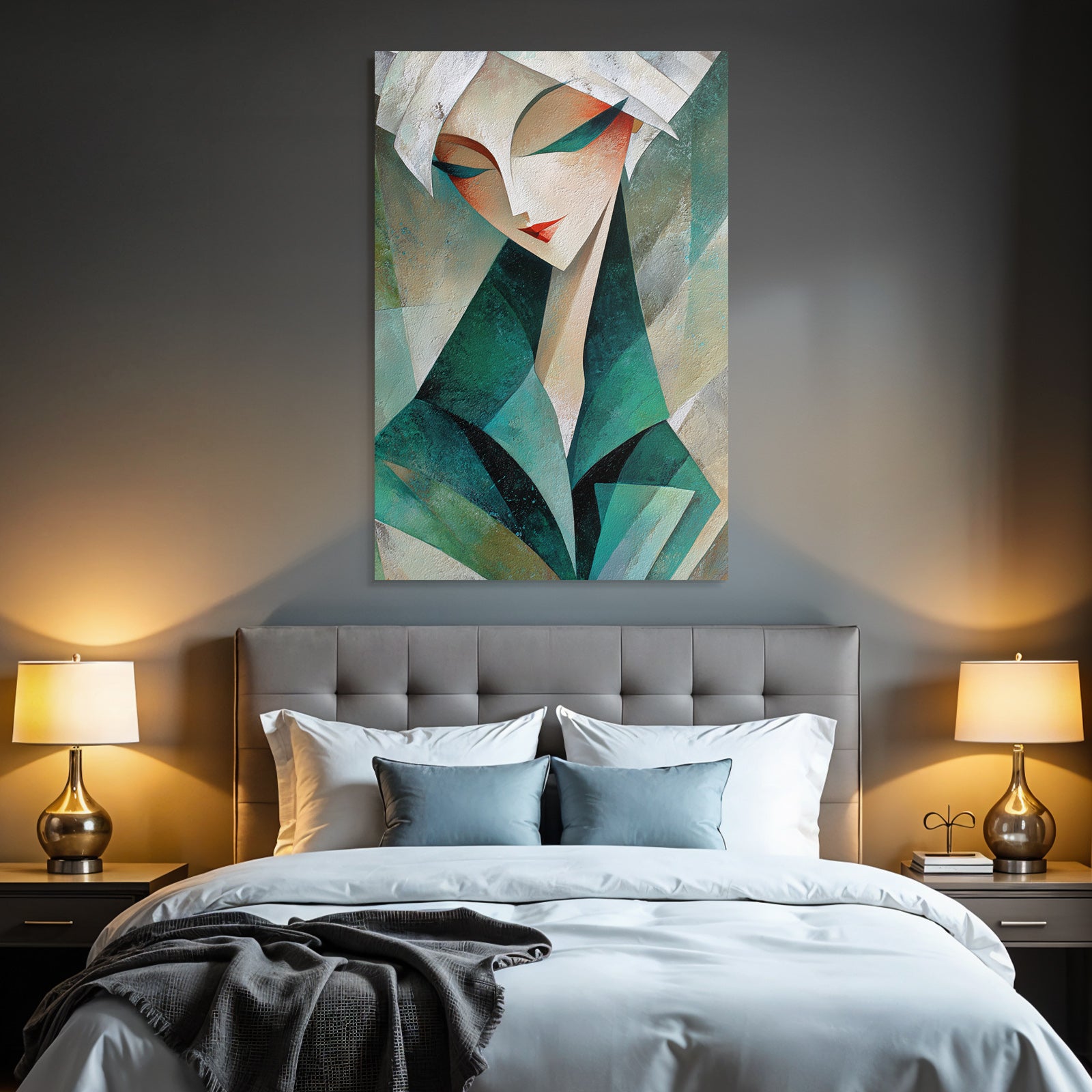 ArtDeco Stilisiertes Abstraktes Porträt Einer Frau