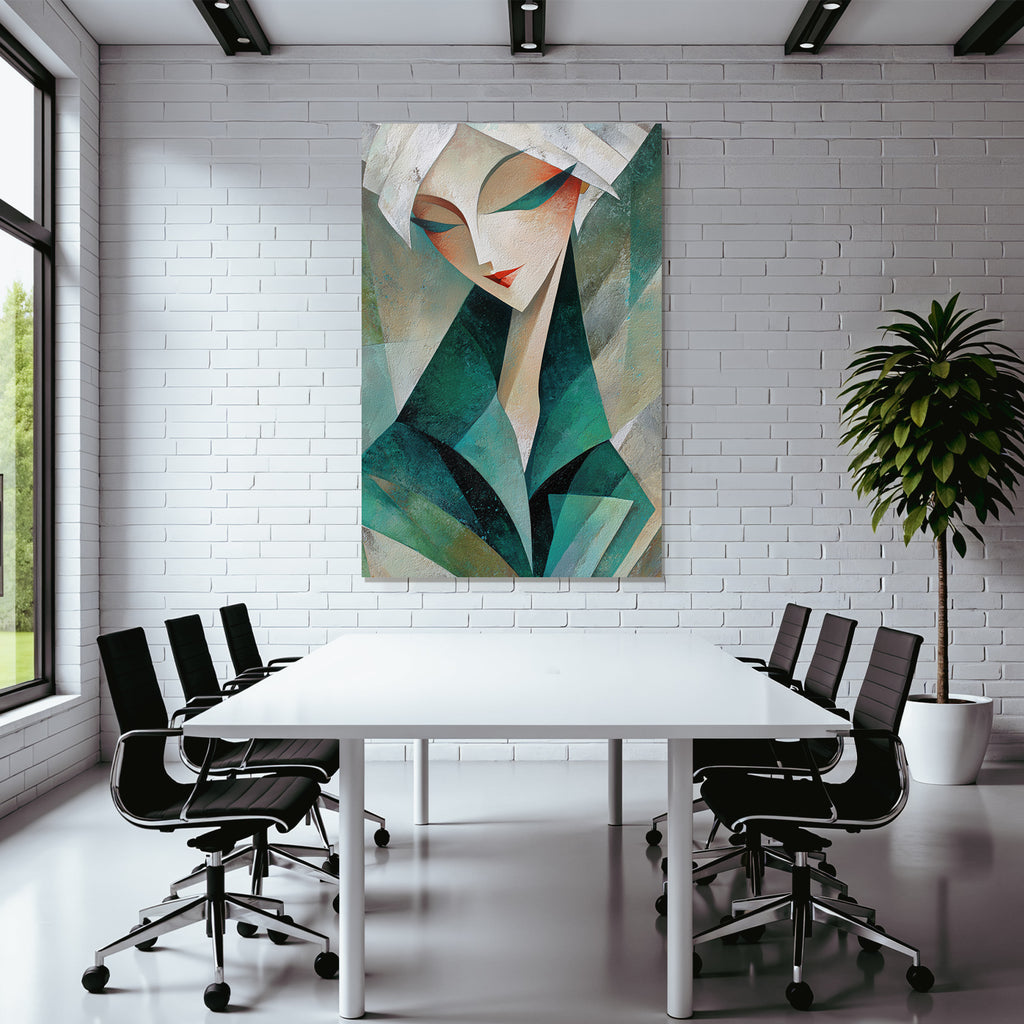 ArtDeco Stilisiertes Abstraktes Porträt Einer Frau