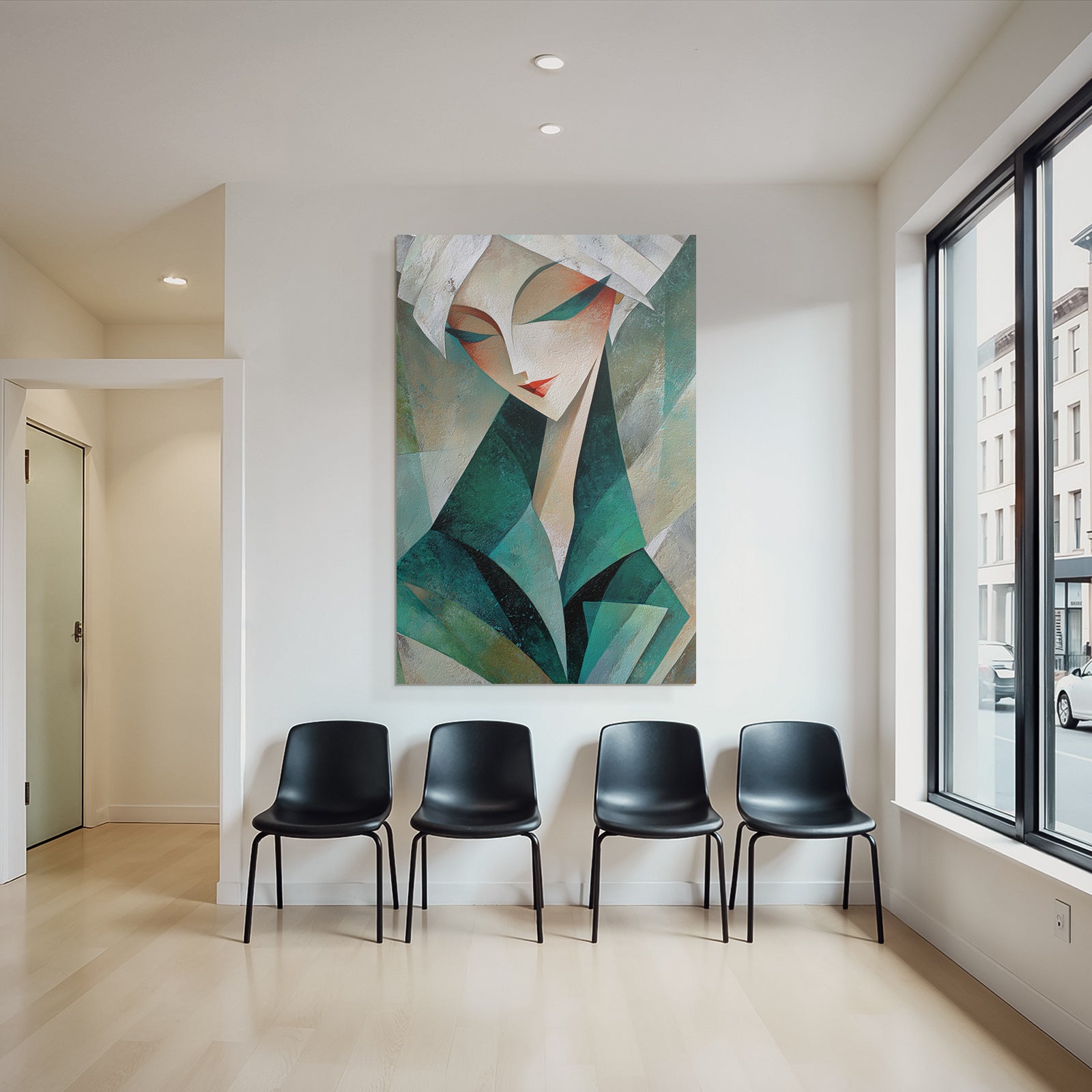 ArtDeco Stilisiertes Abstraktes Porträt Einer Frau