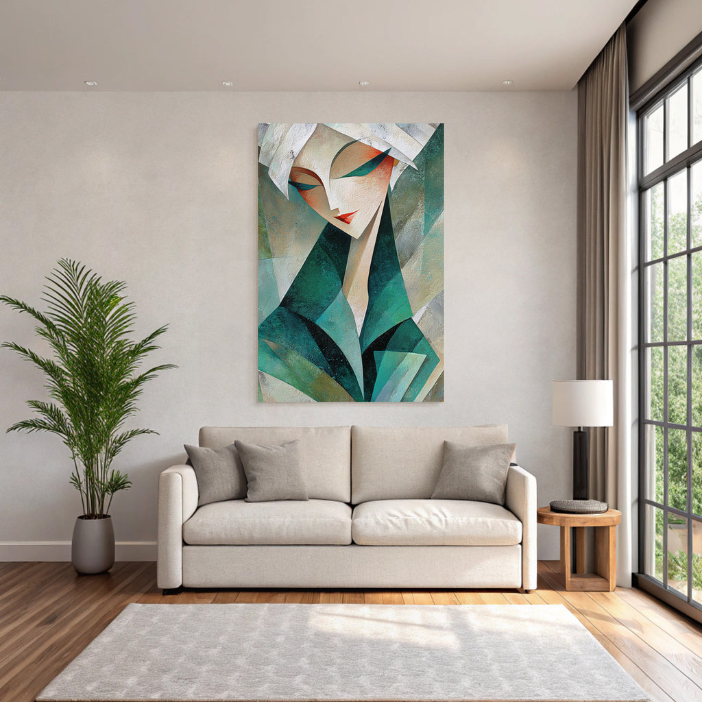 ArtDeco Stilisiertes Abstraktes Porträt Einer Frau