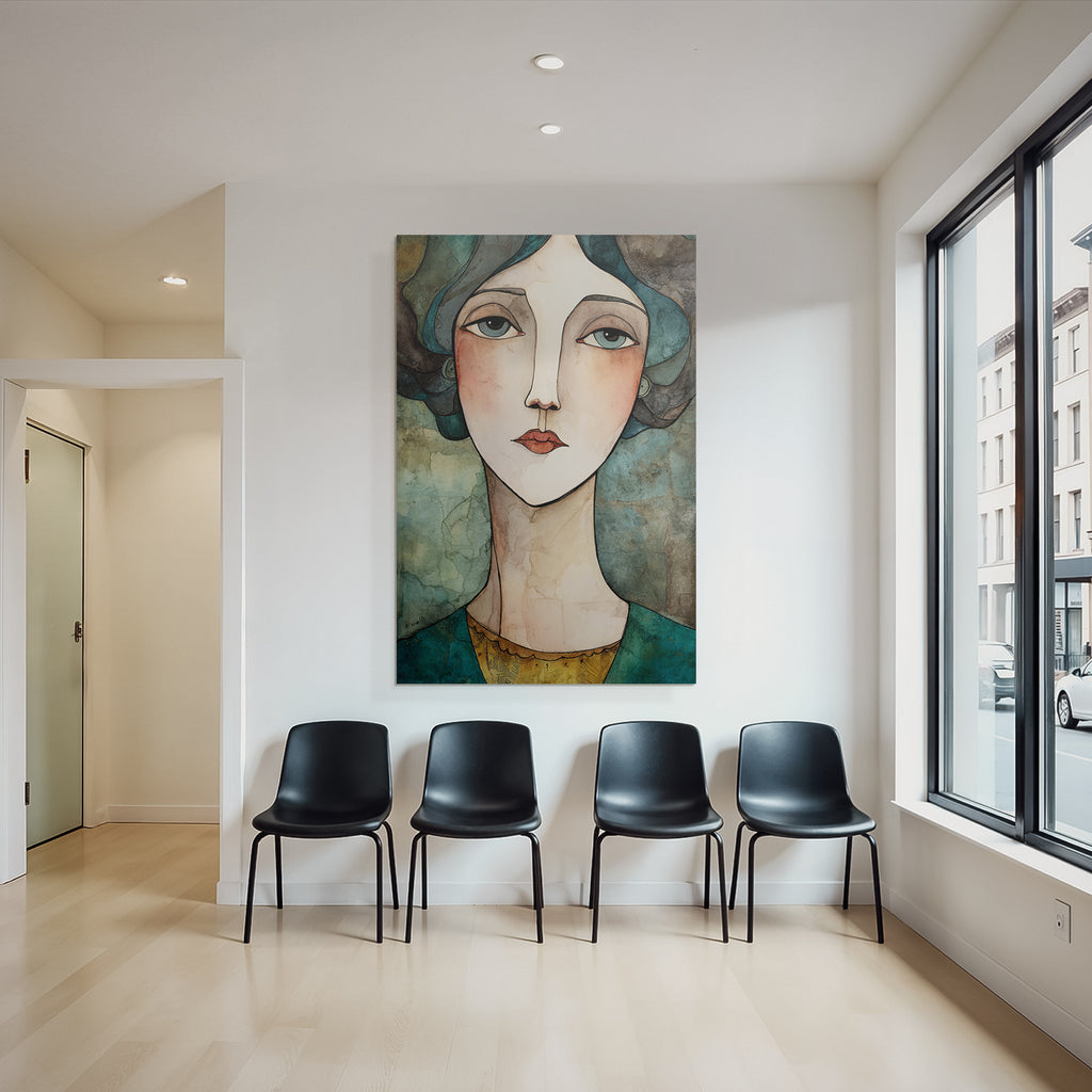 ArtDeco Traumhaftes Fraünporträt Mit Grossen Augen