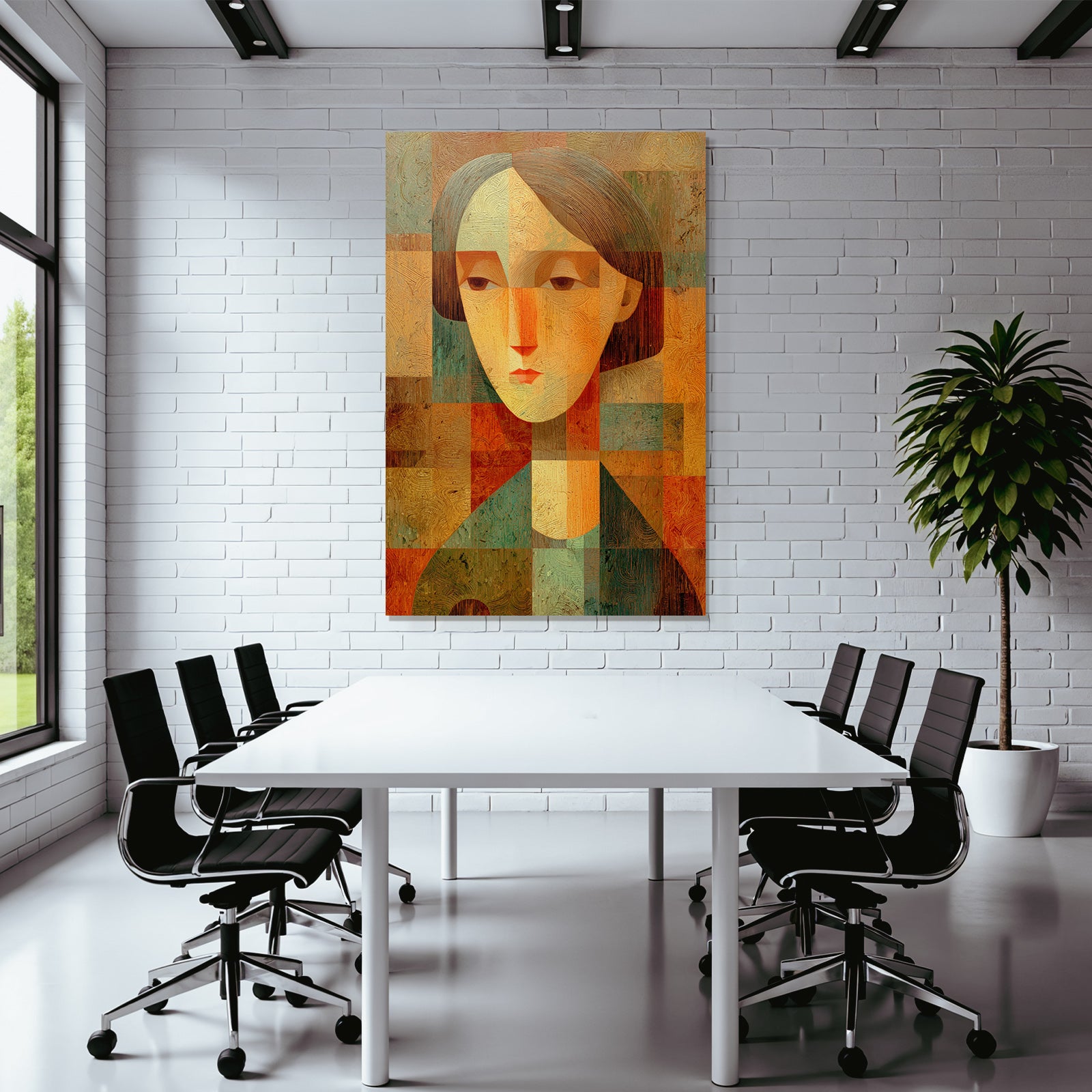 ArtDeco Warmtonige Geometrische Gesichtsdarstellung
