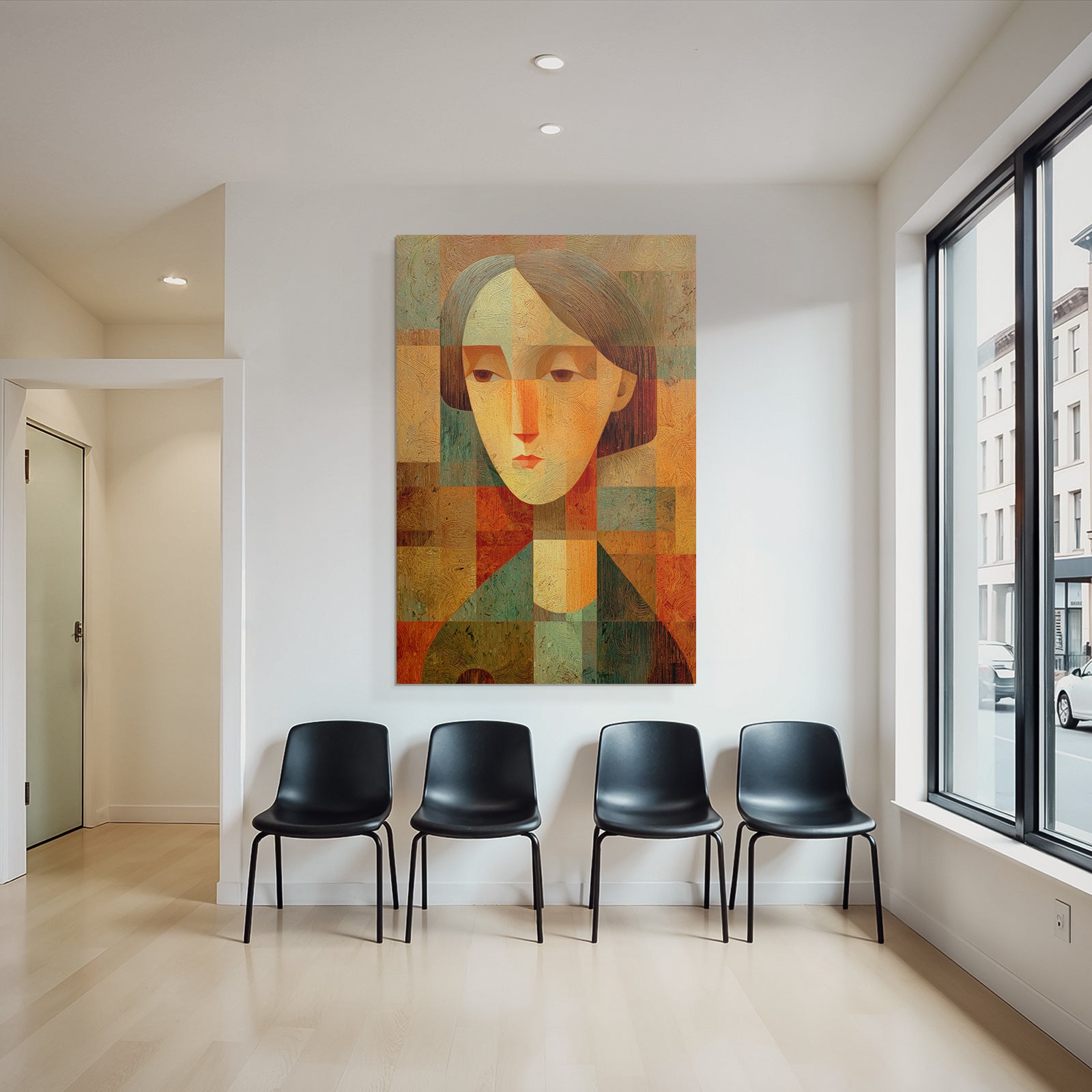ArtDeco Warmtonige Geometrische Gesichtsdarstellung