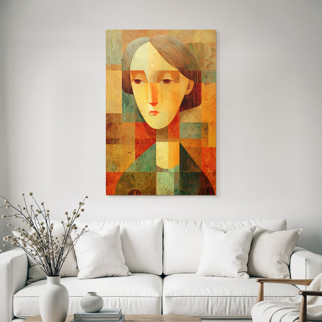 ArtDeco Warmtonige Geometrische Gesichtsdarstellung