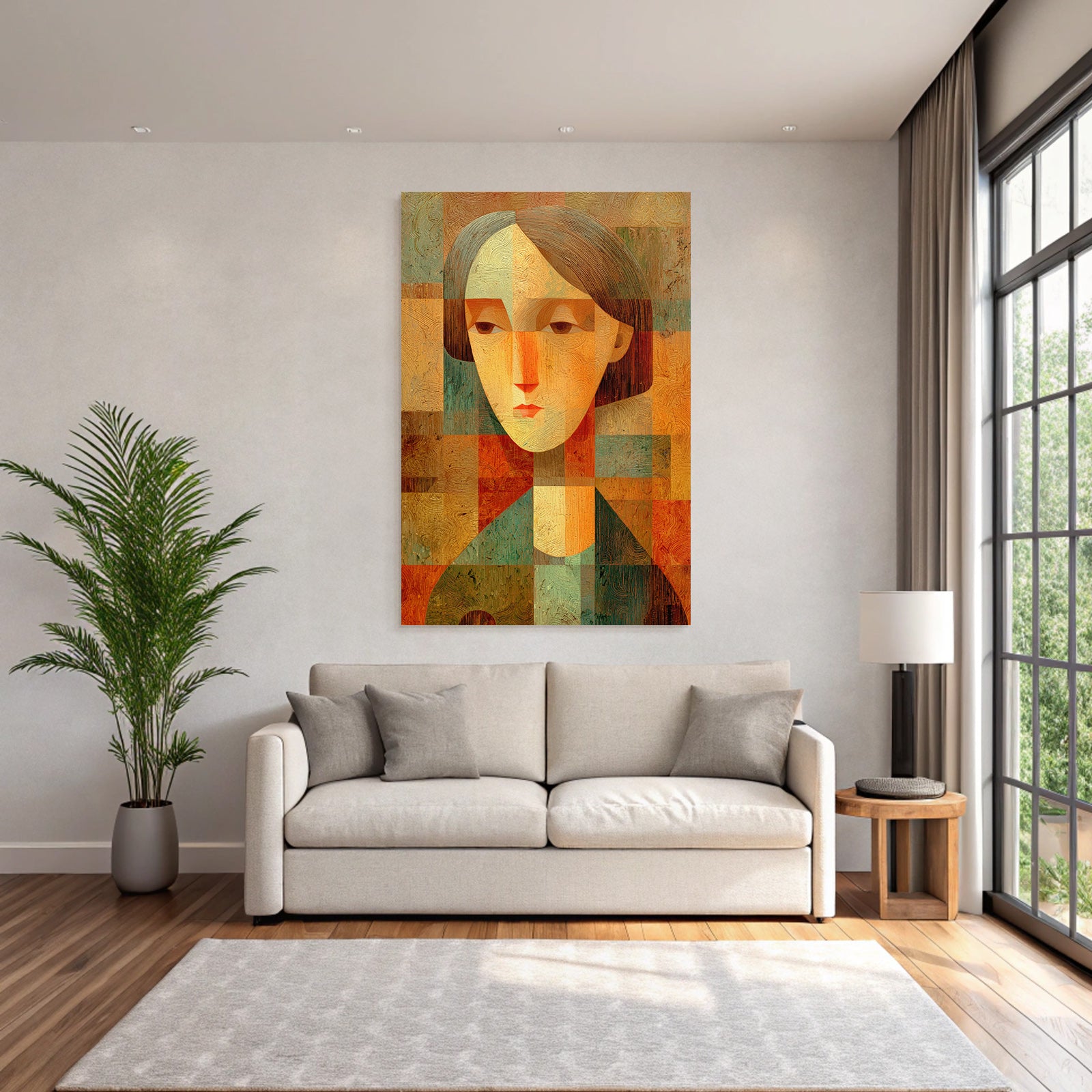 ArtDeco Warmtonige Geometrische Gesichtsdarstellung
