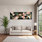 ArtDeco Abstraktes Geometrisches Muster Mit Grünen Rosa Und Goldenen Elementen