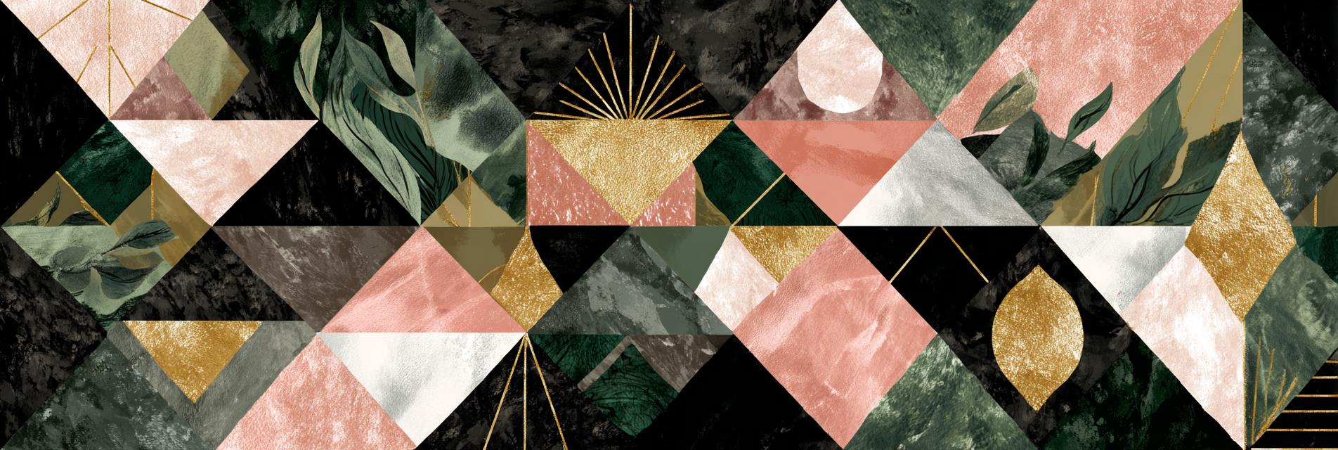 ArtDeco Abstraktes Geometrisches Muster Mit Grünen Rosa Und Goldenen Elementen | Art Deco | Stilrichtungen