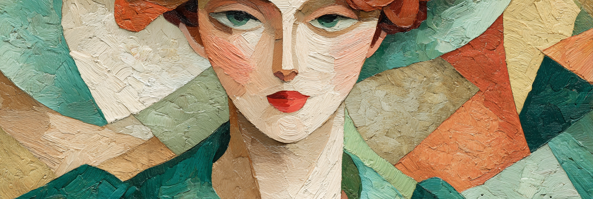 ArtDeco Buntes Abstraktes Fraünporträt In Ölmalerei | Art Deco | Stilrichtungen