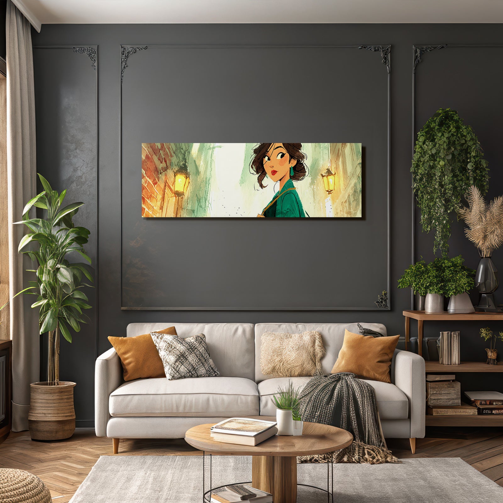 ArtDeco Frau In Stilvollem Outfit Unter Laternenlicht