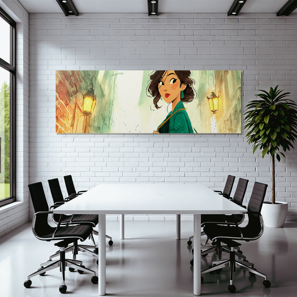 ArtDeco Frau In Stilvollem Outfit Unter Laternenlicht