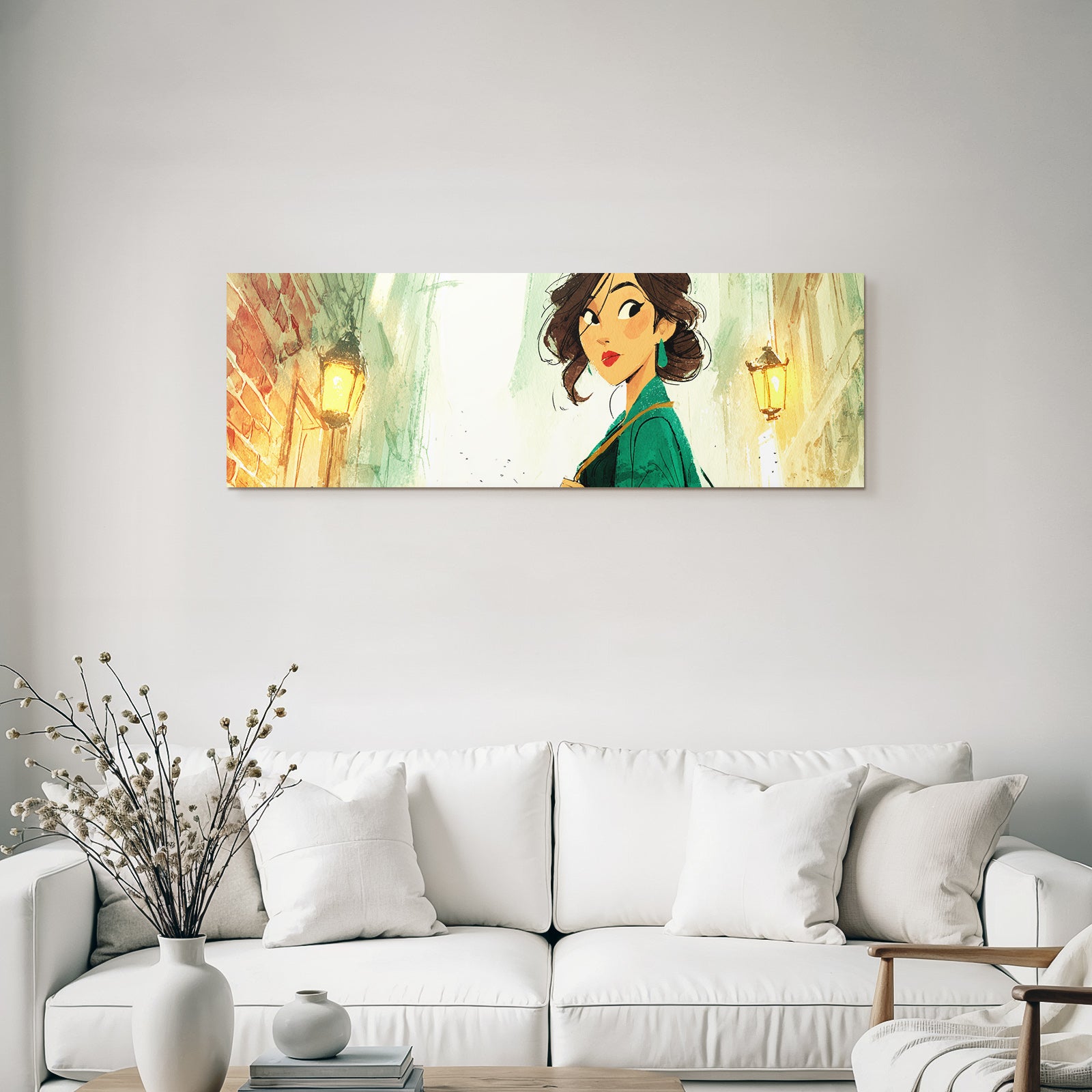ArtDeco Frau In Stilvollem Outfit Unter Laternenlicht