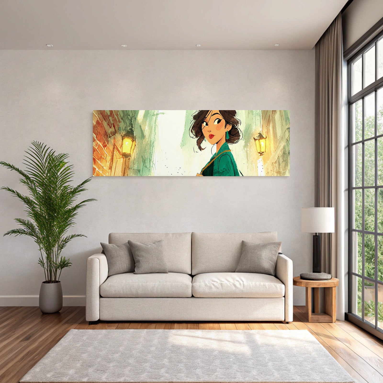 ArtDeco Frau In Stilvollem Outfit Unter Laternenlicht