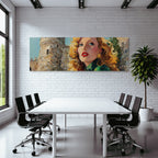 ArtDeco Frau Mit Blonden Haaren Vor Steinem Turm