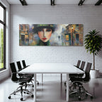 ArtDeco Frau Mit Hut In Nebliger Stadtlandschaft