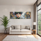 ArtDeco Frau Mit Hut In Nebliger Stadtlandschaft