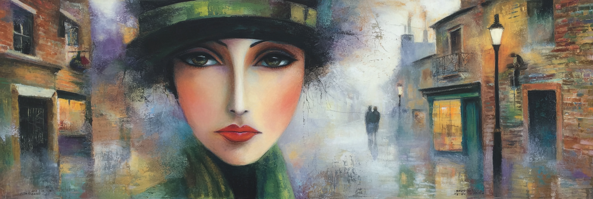 ArtDeco Frau Mit Hut In Nebliger Stadtlandschaft | Art Deco | Stilrichtungen