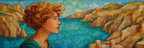 ArtDeco Frau Mit Lockigem Haar Vor Türkisblaüm Meer | Art Deco | Stilrichtungen