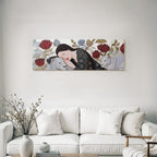ArtDeco Frau Und Löwe In Harmonie Mit Blumen Und Pflanzen