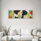 ArtDeco Modernes Fraüngesicht Mit Geometrischem Hintergrund