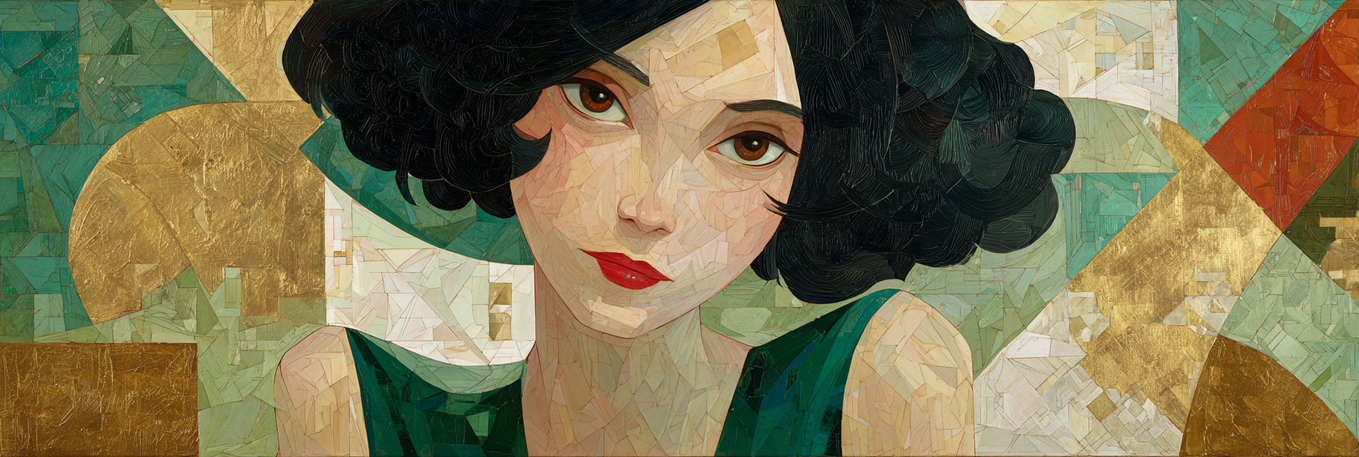 ArtDeco Modernes Fraüngesicht Mit Geometrischem Hintergrund | Art Deco | Stilrichtungen