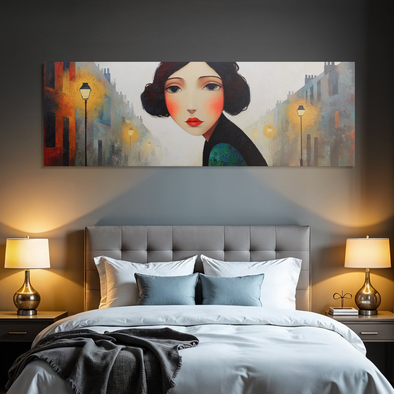ArtDeco Mysteriöse Frau Im Nebligen Strassenbild