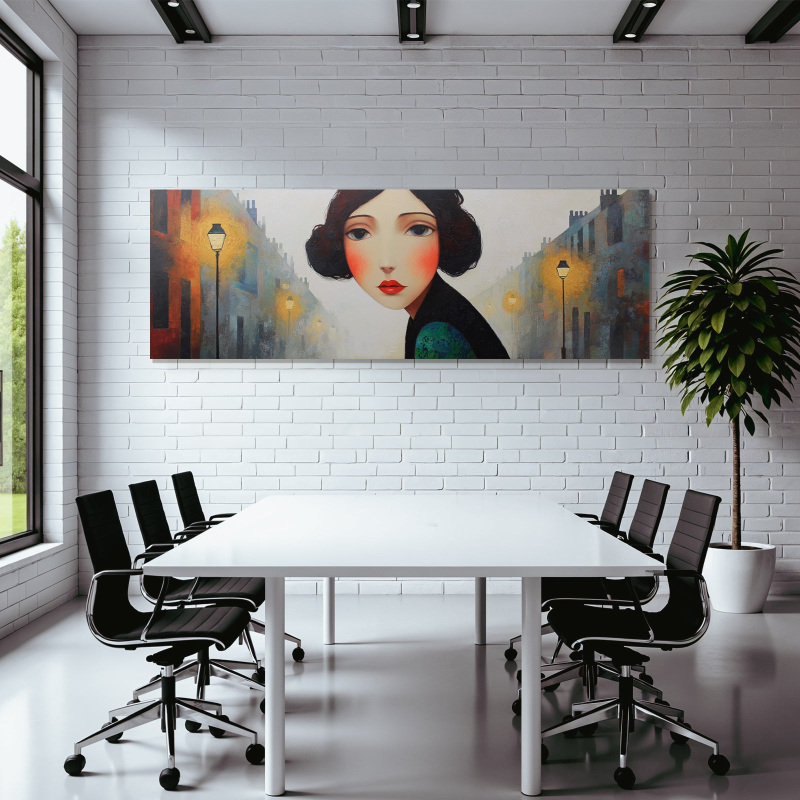 ArtDeco Mysteriöse Frau Im Nebligen Strassenbild
