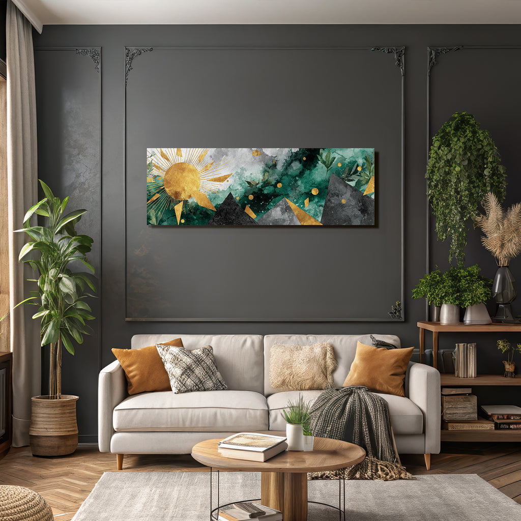 ArtDeco Mystische Sonnenlandschaft Mit Goldenen Kreisen