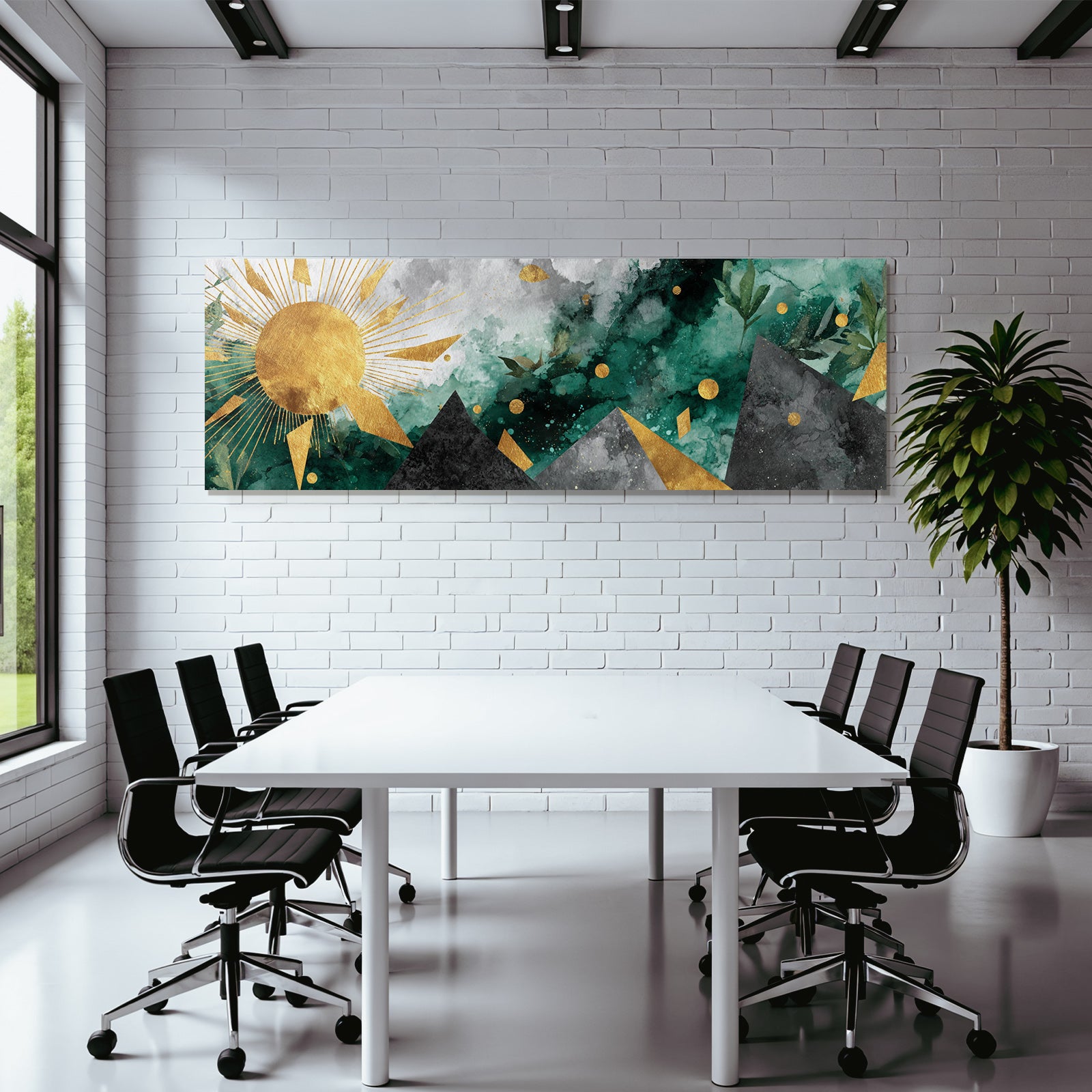 ArtDeco Mystische Sonnenlandschaft Mit Goldenen Kreisen