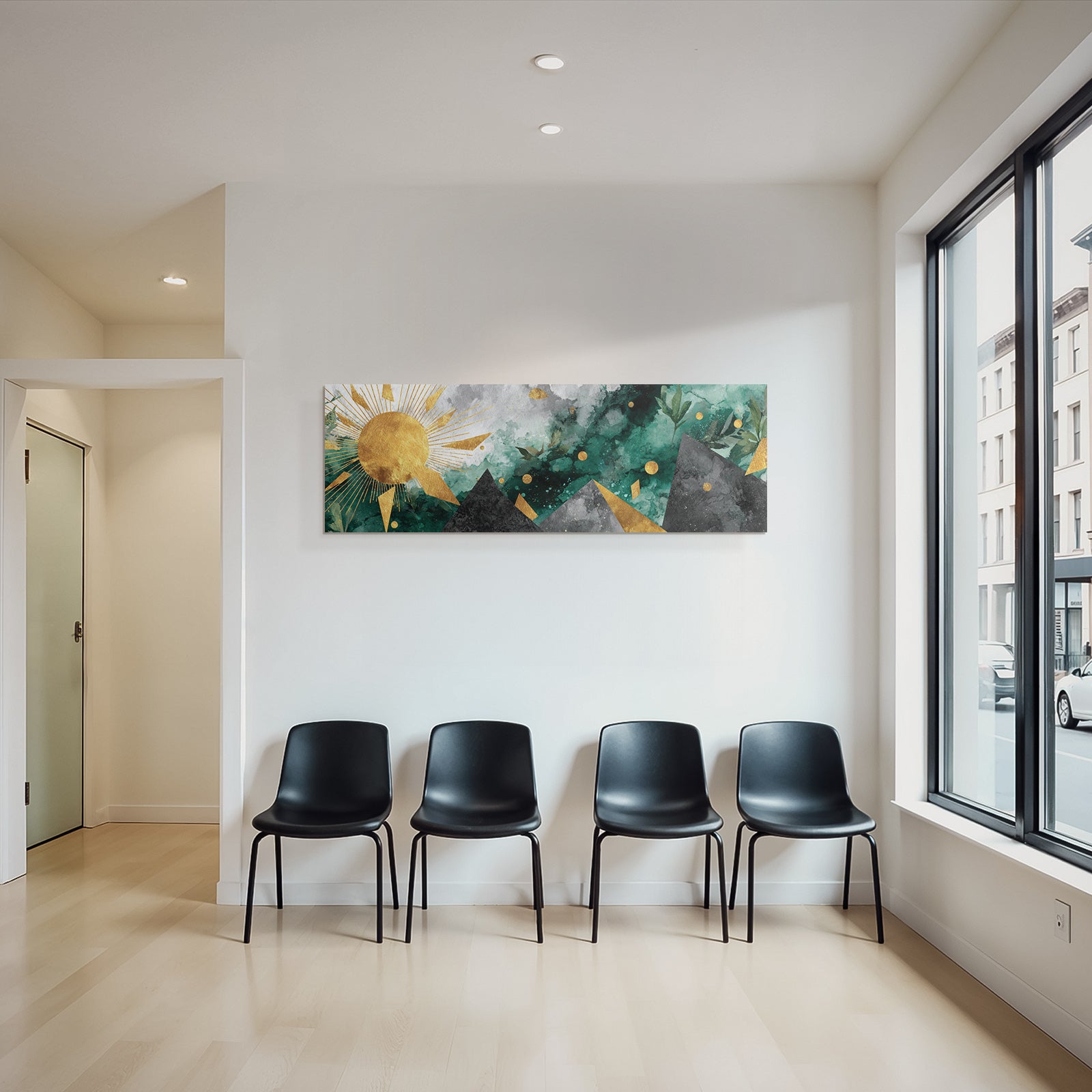 ArtDeco Mystische Sonnenlandschaft Mit Goldenen Kreisen