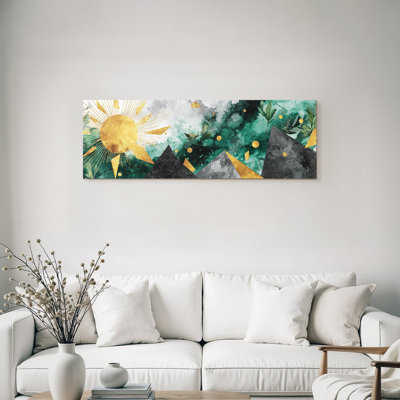 ArtDeco Mystische Sonnenlandschaft Mit Goldenen Kreisen