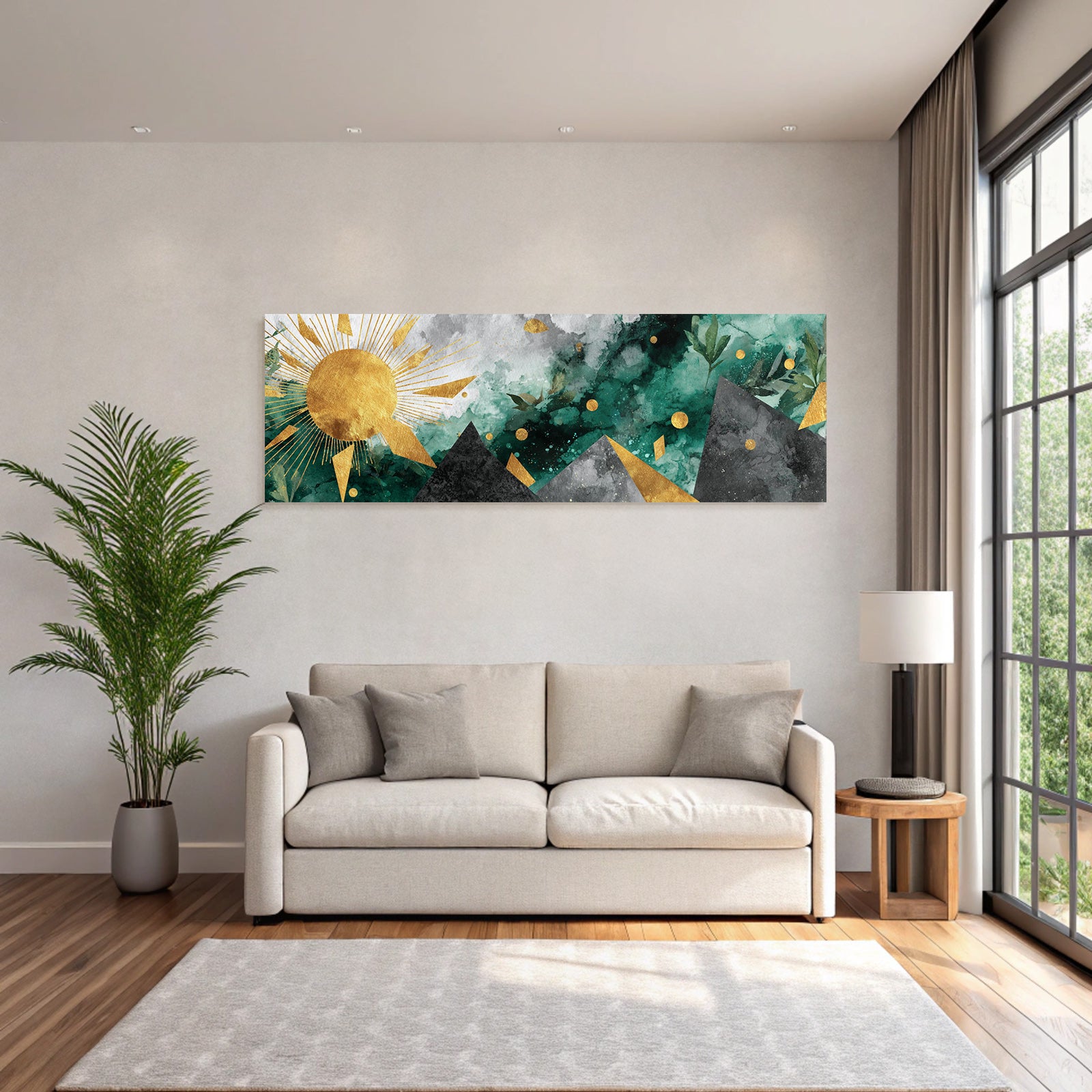 ArtDeco Mystische Sonnenlandschaft Mit Goldenen Kreisen