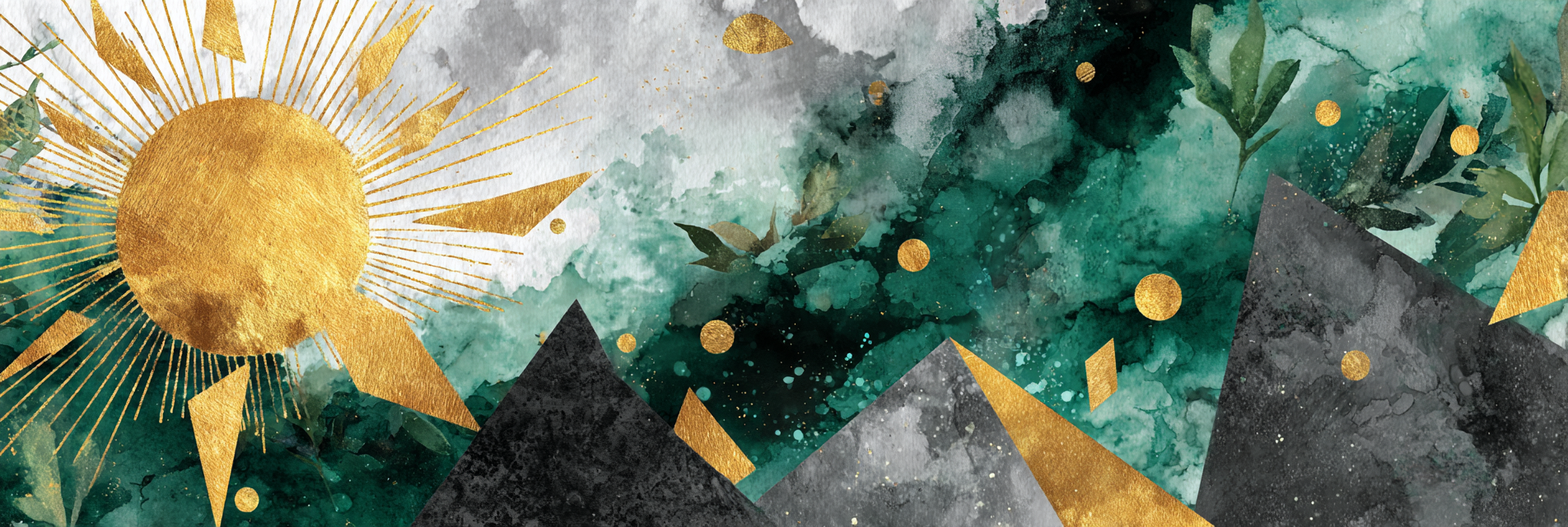 ArtDeco Mystische Sonnenlandschaft Mit Goldenen Kreisen | Art Deco | Stilrichtungen