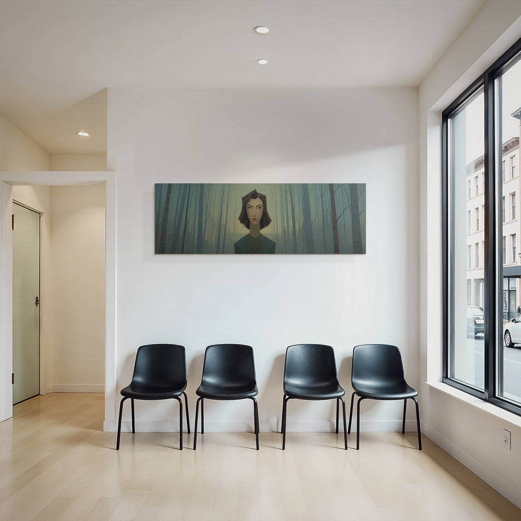 ArtDeco Nebliger Wald Mit Geometrischem Gesichtsdesign