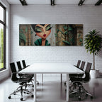 ArtDeco Stilisierter Charakter Mit Makeup Und Architektur Hintergrund
