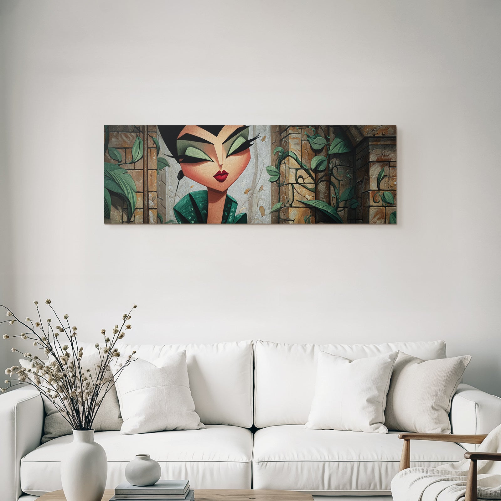 ArtDeco Stilisierter Charakter Mit Makeup Und Architektur Hintergrund