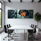 ArtDeco Weiblicher Charakter Mit Kettenhintergrund Digital Kunst