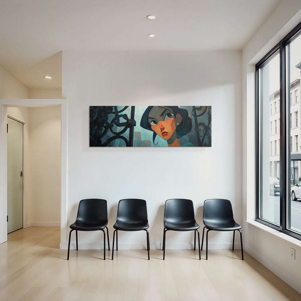 ArtDeco Weiblicher Charakter Mit Kettenhintergrund Digital Kunst